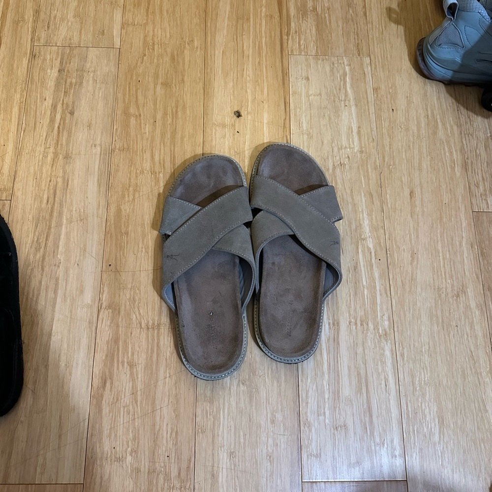 All Saints Beige Cross Strap Sandals